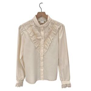 True Vintage Lady Arrow  Cottage Core Womens  Lace Trim Blouse Size 16